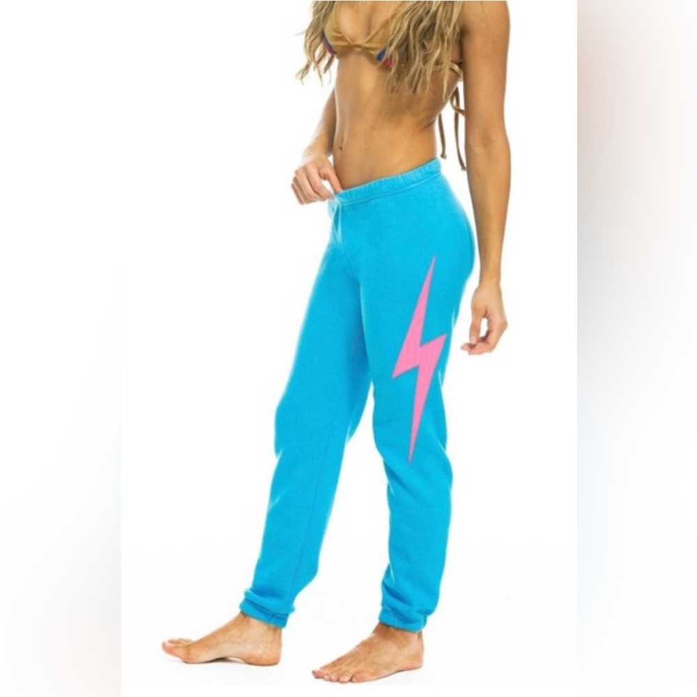 Blue and pink AVIATOR NATION lightning bolt sweats!